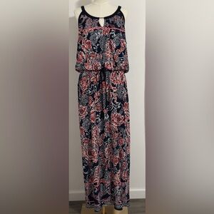 Navy and Red Floral Maxi Dress Sz 16W